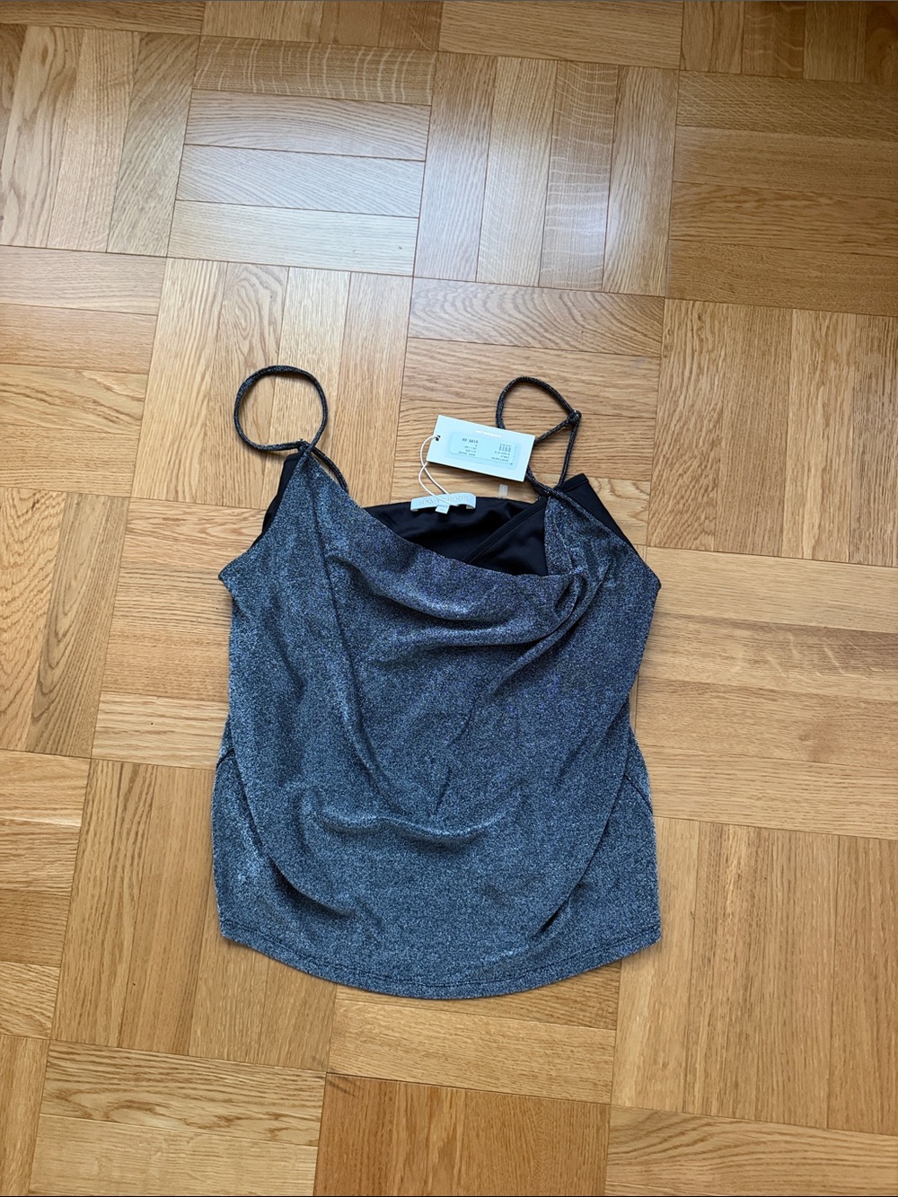 Ramy Brook Silver Shimmer Cowl Neck Camisole